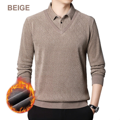 [Δώρο για άνδρες] Ανδρικό ζεστό πλεκτό πουκάμισο 2 τεμαχίων