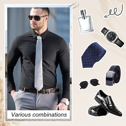 🔥Μεταξιδιακές ρυτίδες ανδρών ανθεκτικό σε στερεό χρώμα πουκάμισο💼