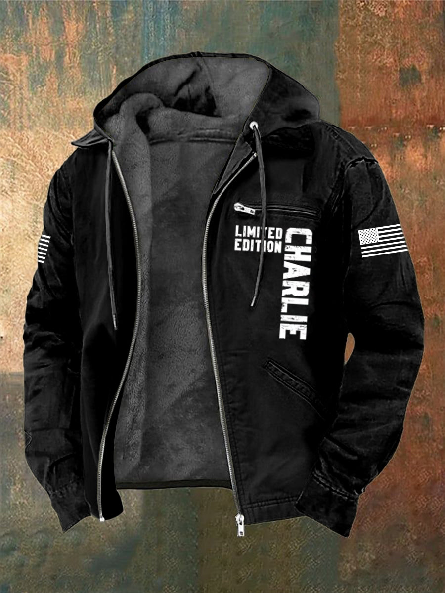 Ανδρικό Charlie Kirk τυπωμένο μακριά μανίκι με κουκούλα μαγιό