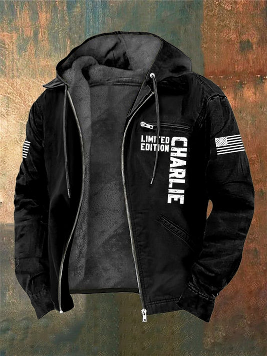 Ανδρικό Charlie Kirk τυπωμένο μακριά μανίκι με κουκούλα μαγιό