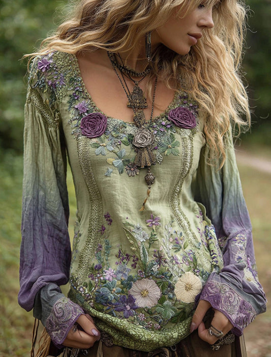 Γυναικείο Ρέτρο Μποέμ Καθαρό κορυφαίο