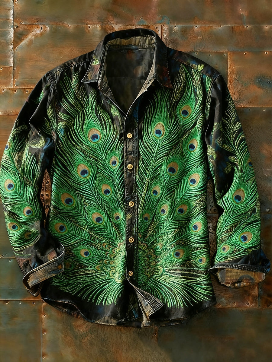 Ανδρικά Retro Αφηρημένη Τέχνη Εκτύπωση περίπτωση μακριά μανίκι πουκάμιση