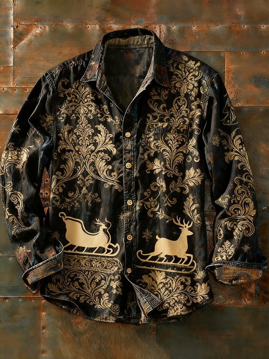 Ανδρικά Retro Αφηρημένη Τέχνη Εκτύπωση περίπτωση μακριά μανίκι πουκάμιση