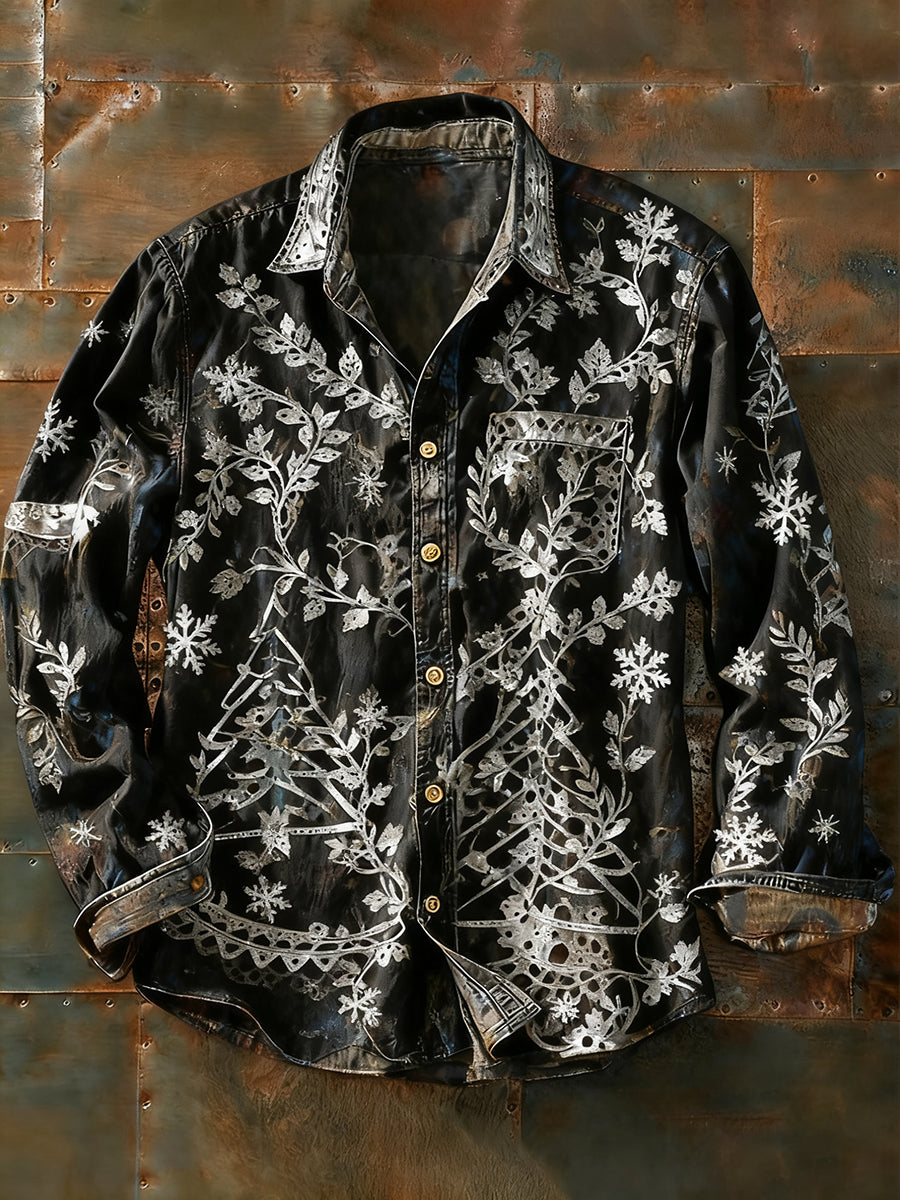 Ανδρικά Retro Αφηρημένη Τέχνη Εκτύπωση περίπτωση μακριά μανίκι πουκάμιση