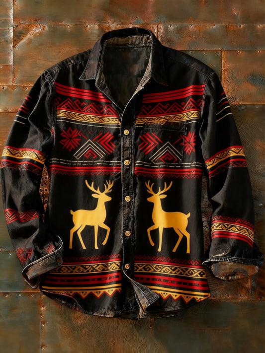 Ανδρικά Retro Αφηρημένη Τέχνη Εκτύπωση περίπτωση μακριά μανίκι πουκάμιση