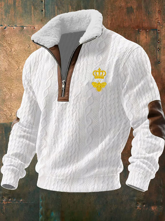 Ανδρών Retro Επιχειρηματικό Πυκνωμένο Φούτερ.