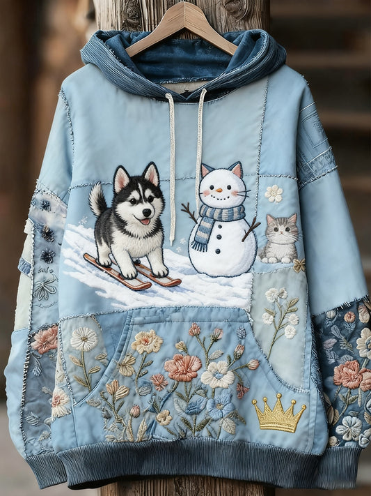 Unisex ζωική τέχνη εκτύπωση Casual Vintage Hoodie Hoodie