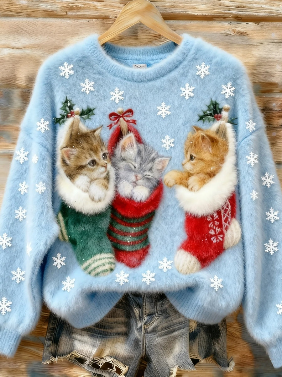 Γυναικείο Vintage Χριστουγεννιάτικη τέχνη Εκτύπωση Άνετο Φλανέλ Φλαντζιέρα