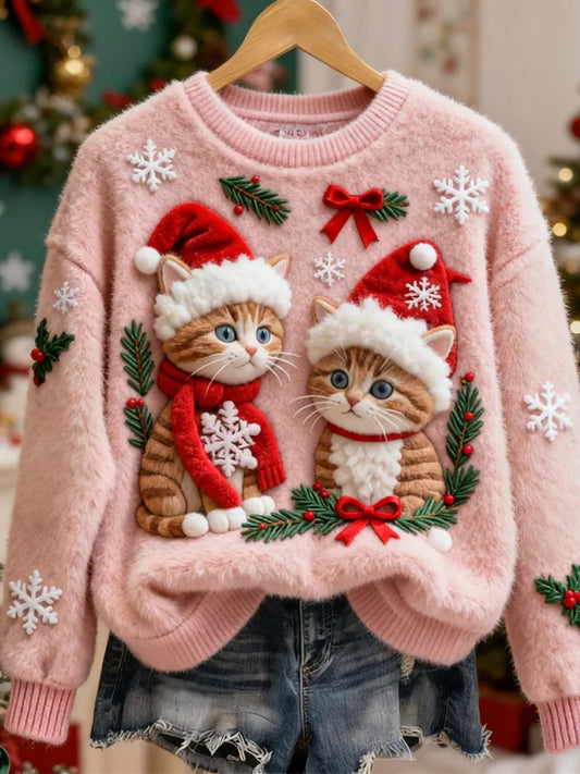 Γυναίκες Retro Χριστούγεννα ζώα τέχνη Εκτύπωση περιστασιακό Flannel κορυφαίο