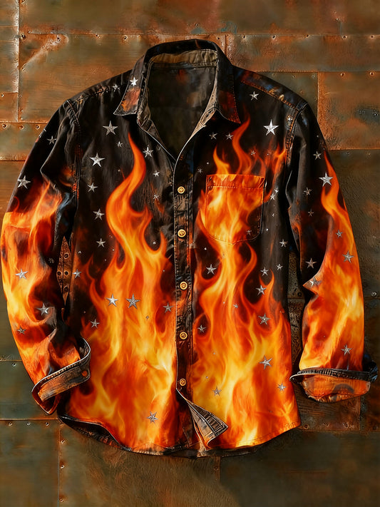 Ανδρικά Retro Αφηρημένη Τέχνη Εκτύπωση περίπτωση μακριά μανίκι πουκάμιση