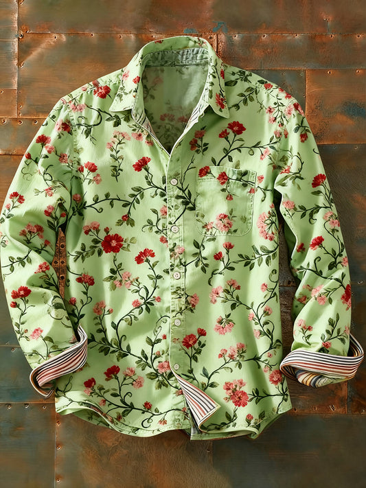 Ανδρικά Retro Αφηρημένη Τέχνη Εκτύπωση περίπτωση μακριά μανίκι πουκάμιση