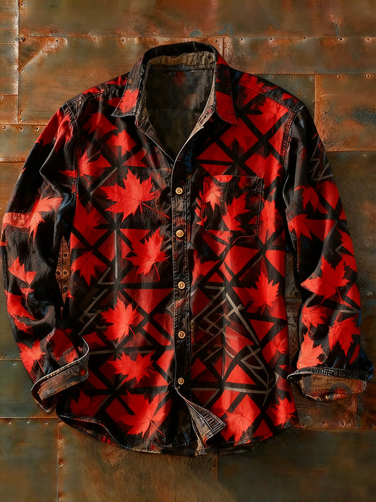 Ανδρικά Retro Αφηρημένη Τέχνη Εκτύπωση περίπτωση μακριά μανίκι πουκάμιση