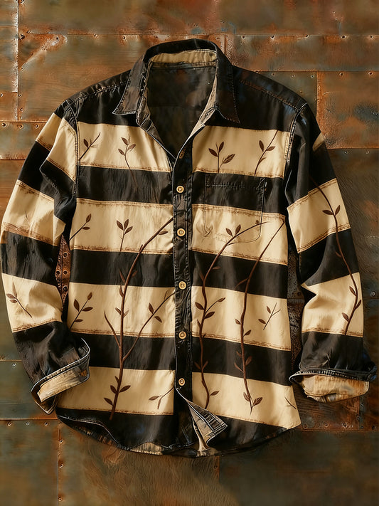 Ανδρικά Retro Αφηρημένη Τέχνη Εκτύπωση περίπτωση μακριά μανίκι πουκάμιση