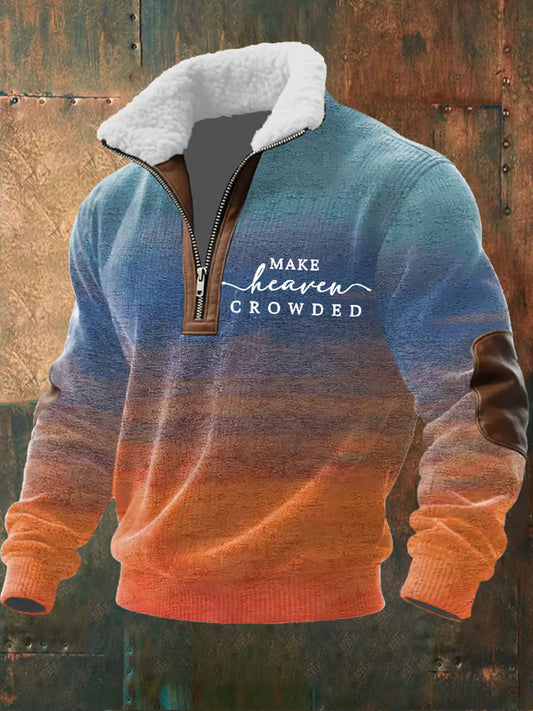 Ανδρικά ρετρο καλλιτεχνική πίστη Casual Παχύ Φούτερ με γούνα γιακάρο