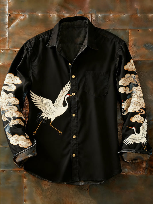 Ανδρικά Retro Αφηρημένη Τέχνη Εκτύπωση περίπτωση μακριά μανίκι πουκάμιση