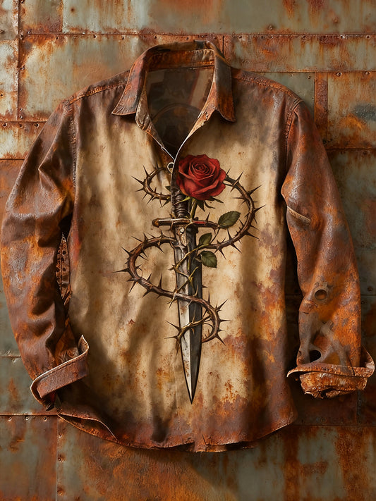 Ανδρικά Retro Αφηρημένη Τέχνη Εκτύπωση περίπτωση μακριά μανίκι πουκάμιση