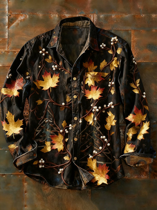 Ανδρικά Retro Αφηρημένη Τέχνη Εκτύπωση περίπτωση μακριά μανίκι πουκάμιση