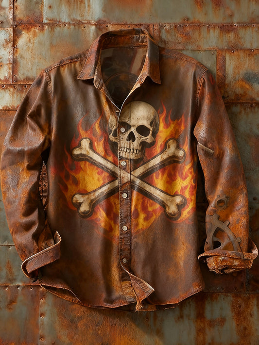 Ανδρικά Retro Αφηρημένη Τέχνη Εκτύπωση περίπτωση μακριά μανίκι πουκάμιση