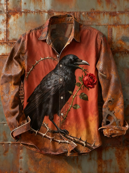 Ανδρικά Retro Αφηρημένη Τέχνη Εκτύπωση περίπτωση μακριά μανίκι πουκάμιση