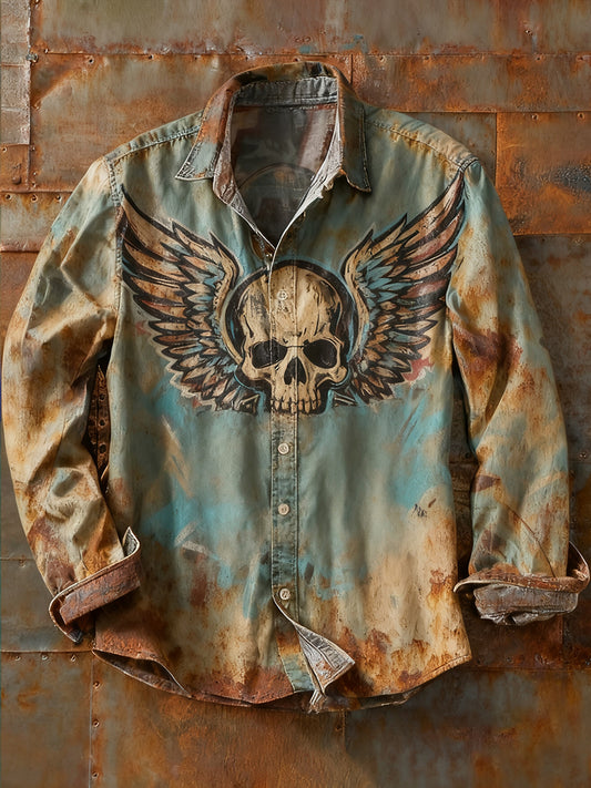 Ανδρικά Retro Αφηρημένη Τέχνη Εκτύπωση περίπτωση μακριά μανίκι πουκάμιση