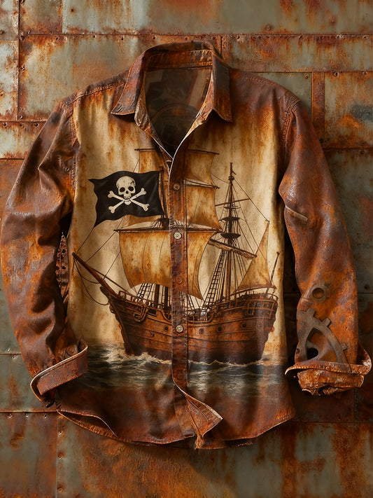 Ανδρικά Retro Αφηρημένη Τέχνη Εκτύπωση περίπτωση μακριά μανίκι πουκάμιση